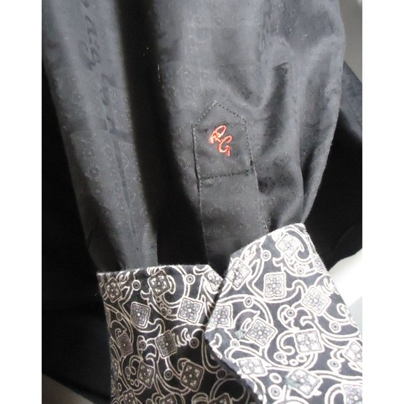 Robert Graham Black 3xl Classic Fit Button Front Shirt Black White Flip Cuffs - Picture 5 of 9